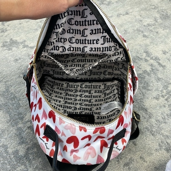 Juicy Couture Mini Heart Backpack White Red Black Casual